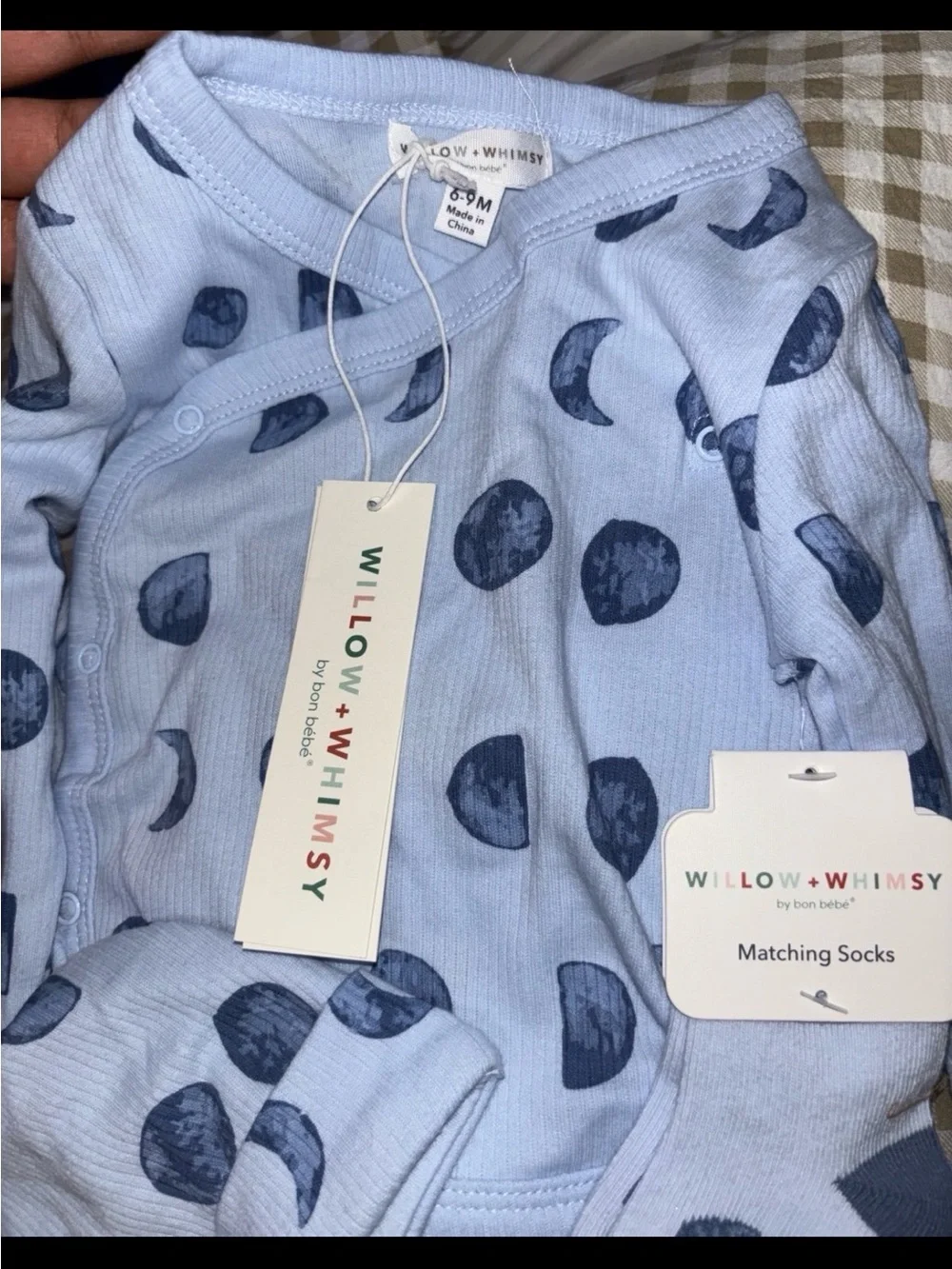 Light Blue Moon-Print Kids Matching Set